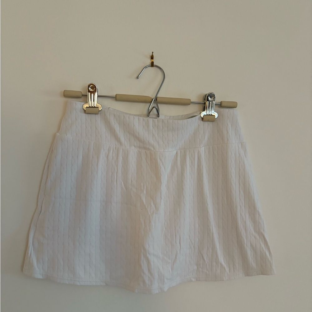 White Textured Mini Skirt